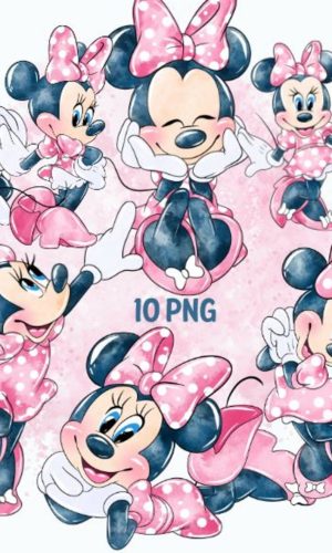 Kit Digital Minnie Rosa Aquarela 1257