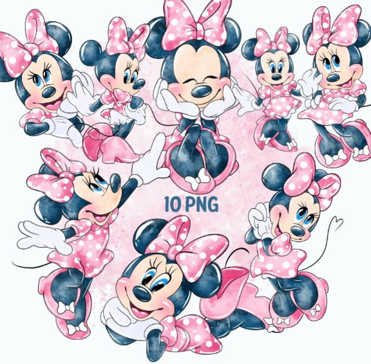 Kit Digital Minnie Rosa Aquarela 1257