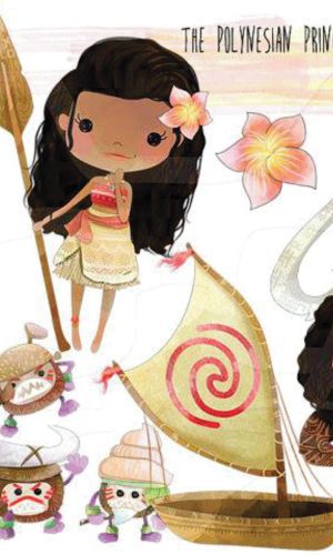 Kit Digital Moana Aquarela Scrapbook Arquivo Png