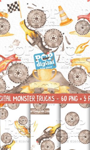 Kit Digital Monster Trucks Aquarela