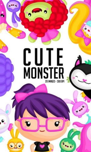 kit Digital Monstros Cute PNG- Scrapbook