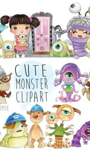 kit DIGITAL monstros s.a cute aquarela