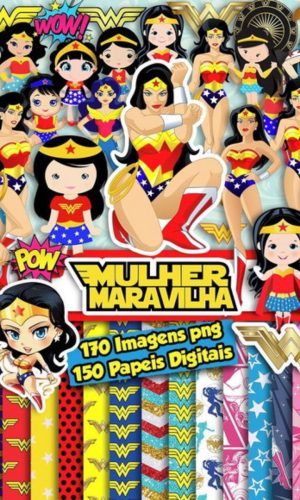 kit Digital Mulher Maravilhosa PNG - Scrapbook