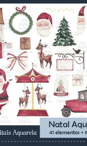 Kit Digital Natal Aquarela #01