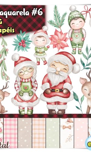 Kit Digital Natal Aquarela #6