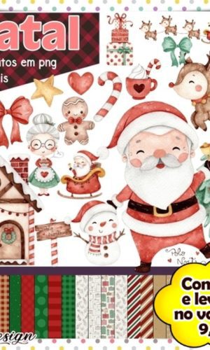 Kit Digital Natal Aquarela