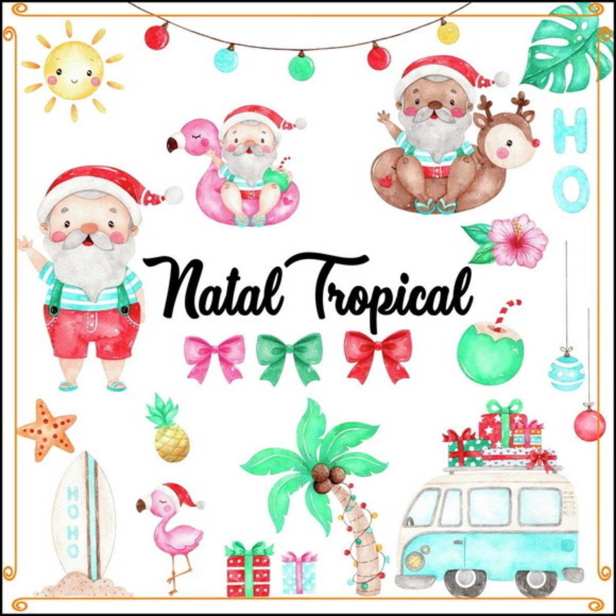 kit Digital Natal Aquarela PNG- Scrapbook