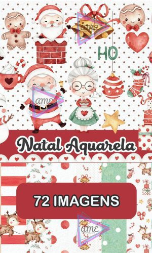 Kit Digital Natal Aquarela Arquivo Png o Mais Vendido Top