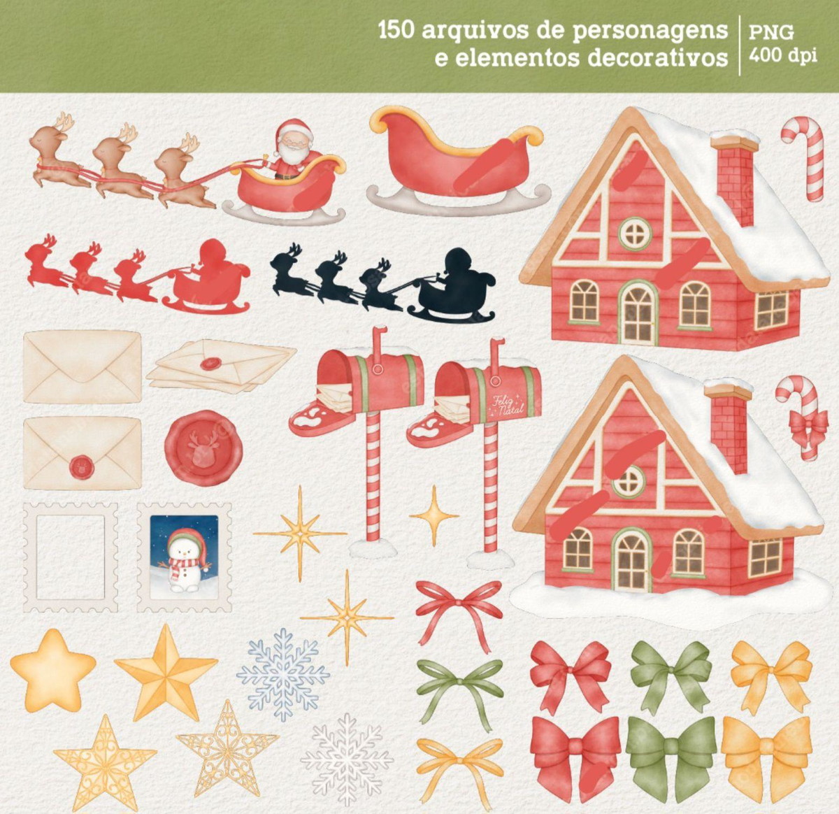 Kit Digital Natal dos Sonhos - Cliparts em Aquarela - Imagem 4