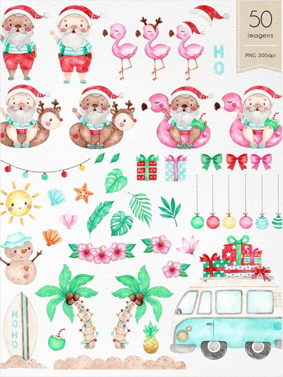 Kit Digital - Natal Tropical Aquarela - Imagem 2