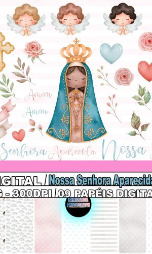 Kit Digital Nossa Senhora Aparecida Aquarela