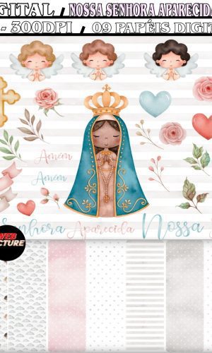 Kit Digital Nossa Senhora Aparecida Aquarela