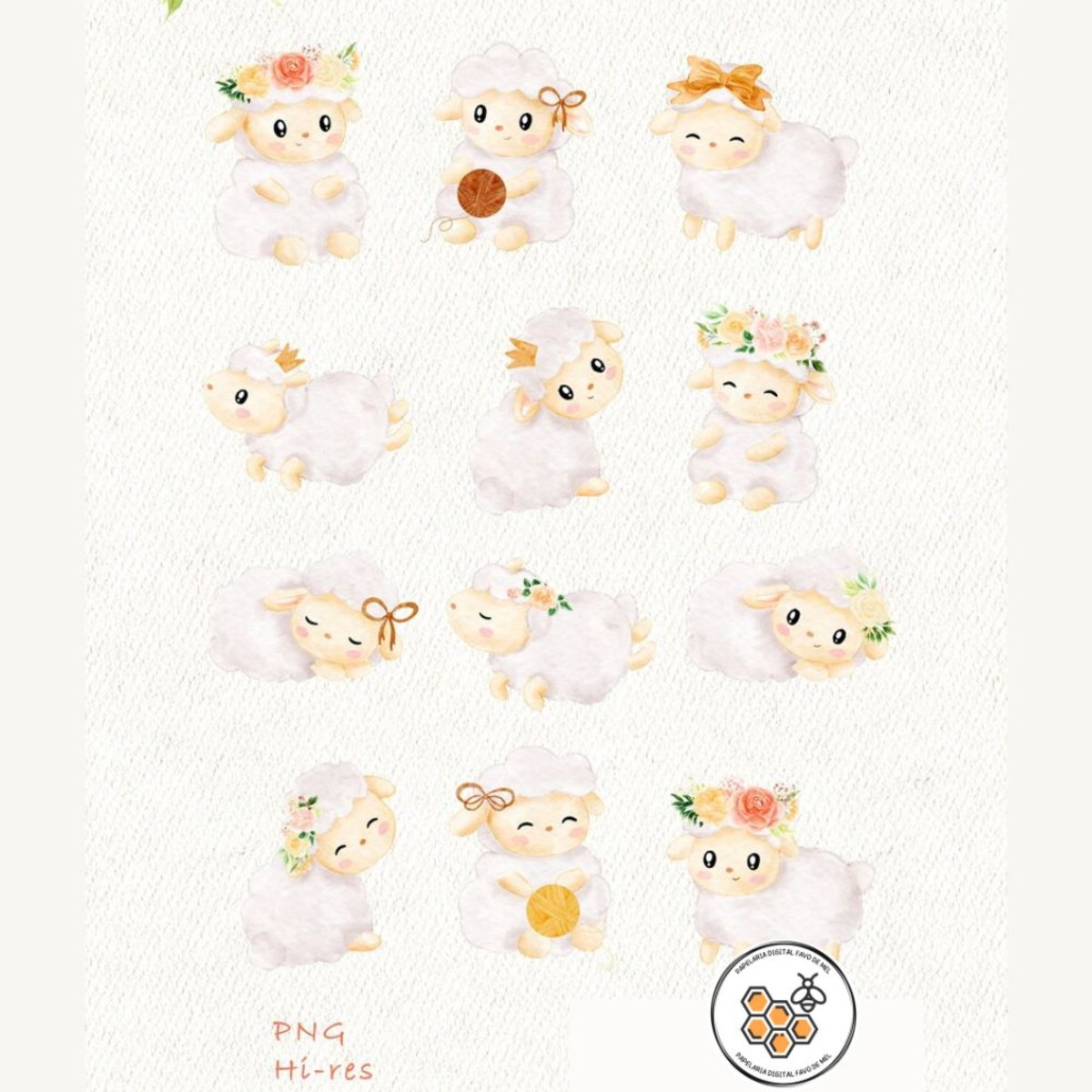 Kit Digital Ovelhinha Aquarela Premium - Baby Lamb - Imagem 3