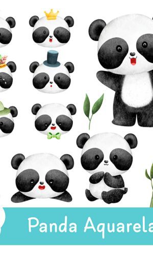 Kit Digital - Panda Aquarela