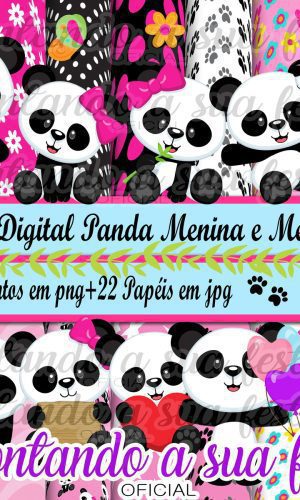 Kit Digital Panda Menina e Menino