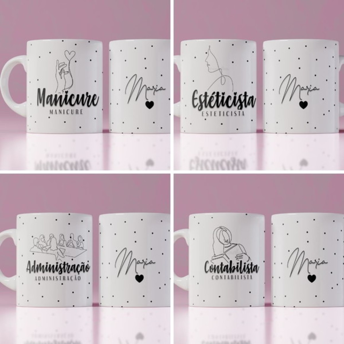 Kit Digital para Sublimação Canecas Profissões - Psd e Png - Imagem 3