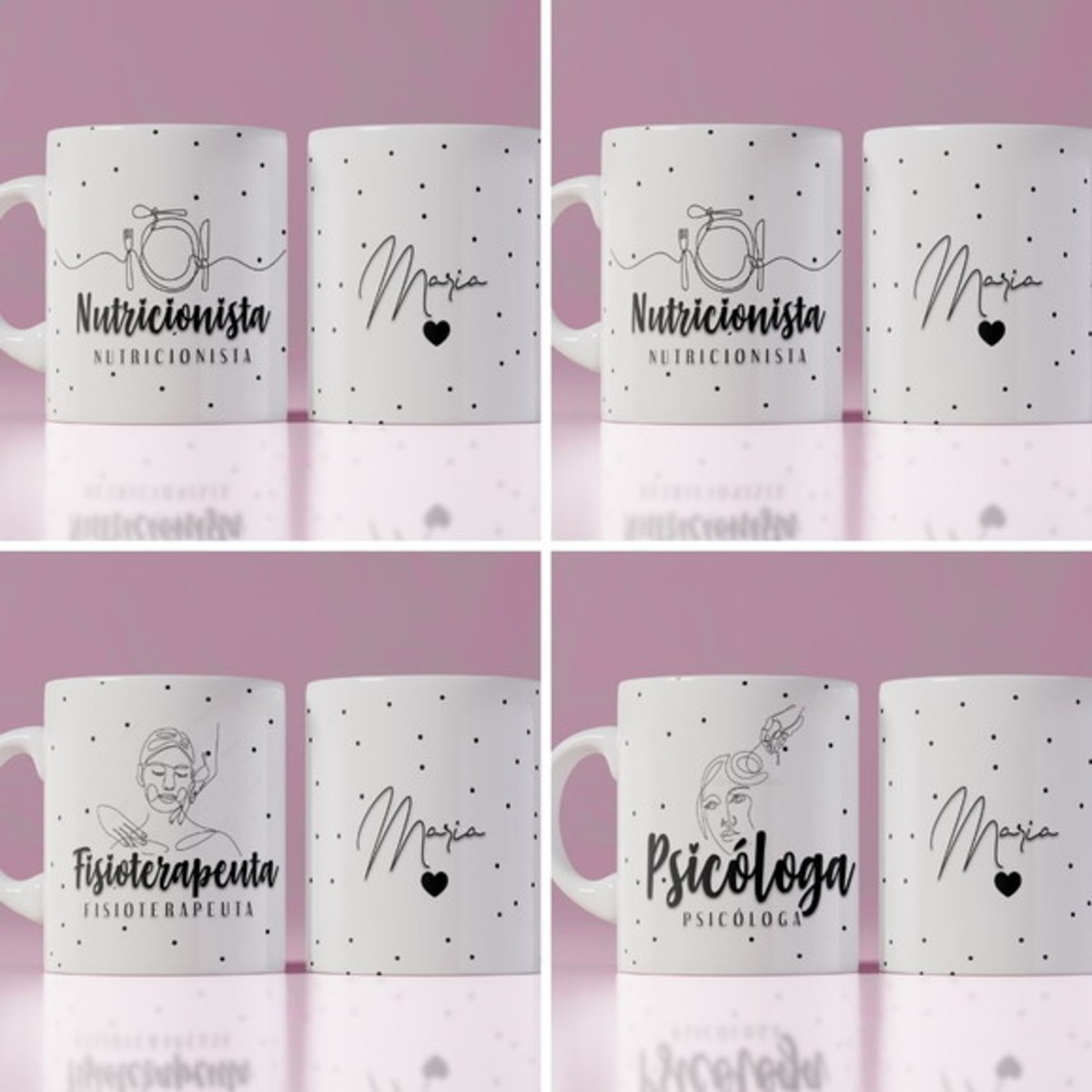 Kit Digital para Sublimação Canecas Profissões - Psd e Png