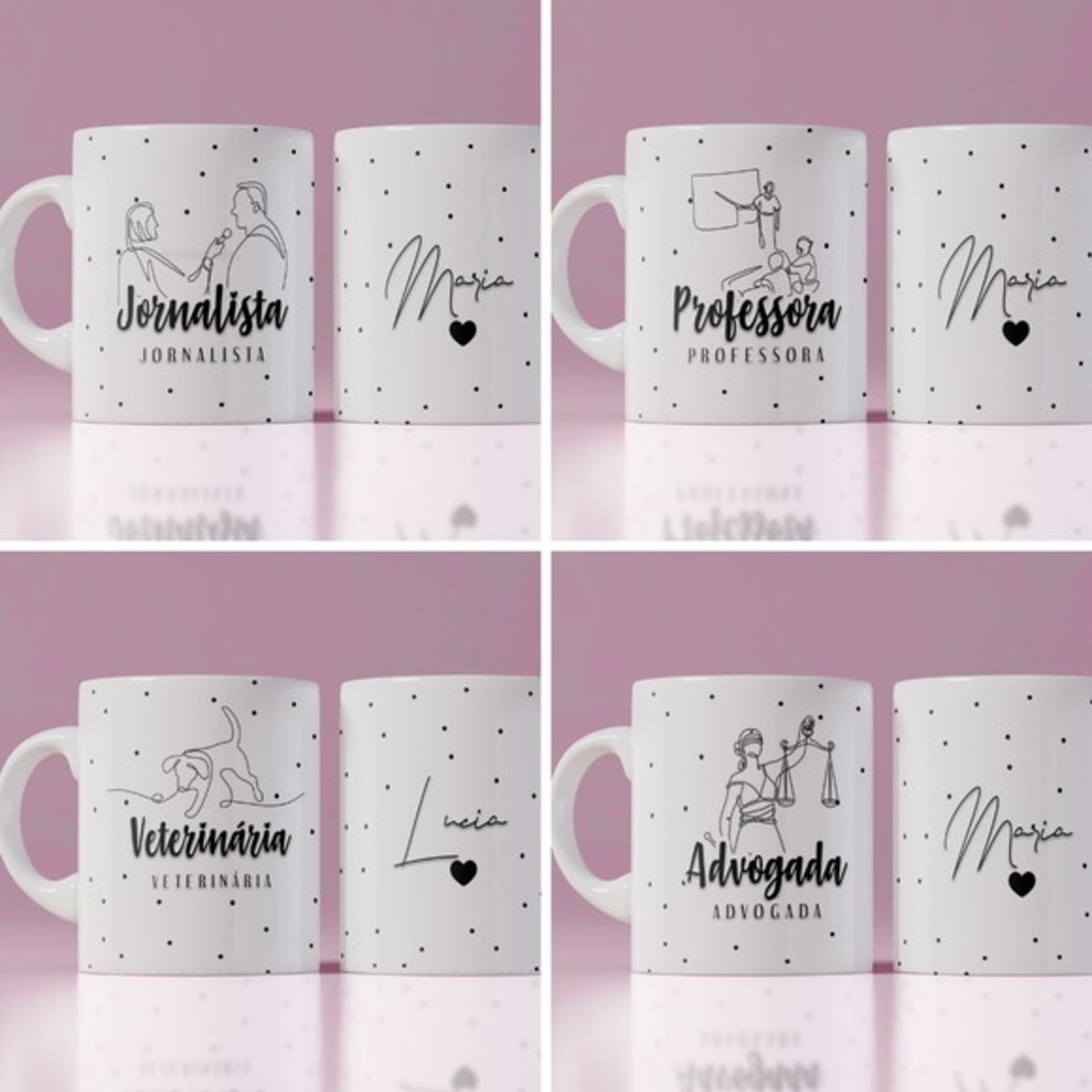 Kit Digital para Sublimação Canecas Profissões - Psd e Png - Imagem 2