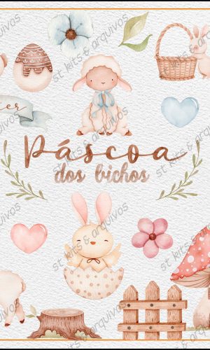 Kit Digital Páscoa dos Bichos Aquarela