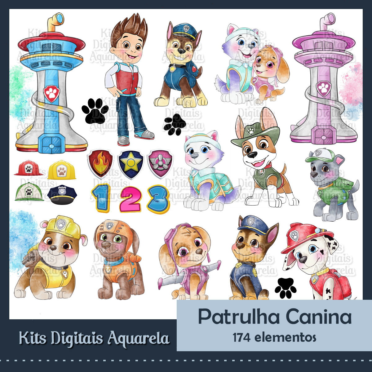Kit Digital Patrulha Canina Aquarela