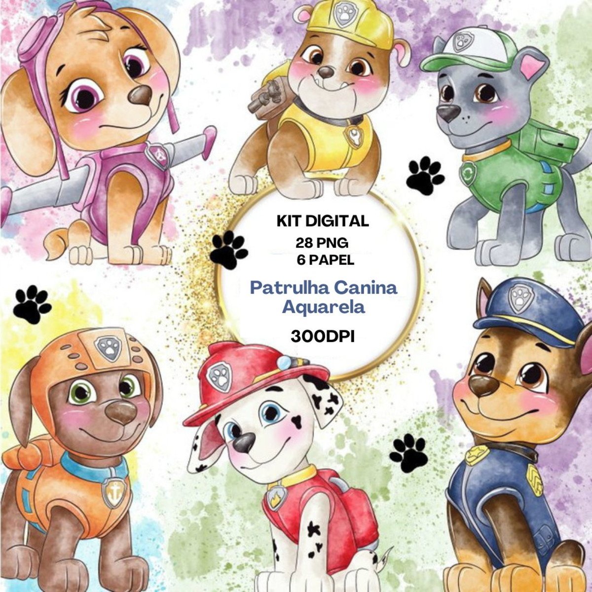Kit Digital Patrulha Canina Aquarela Png 010 Compre 1 Leve 2