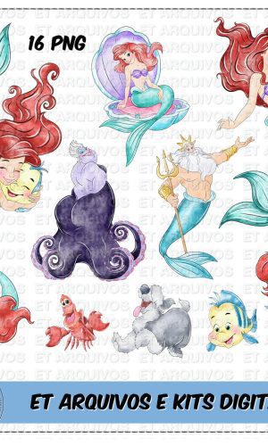 #145 Kit Digital Pequena Sereia Aquarela