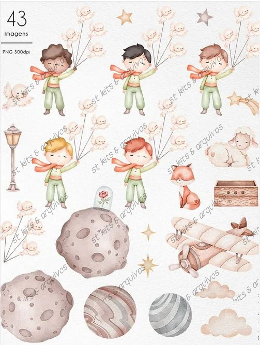 Kit Digital Pequeno Príncipe em Aquarela - Imagem 3