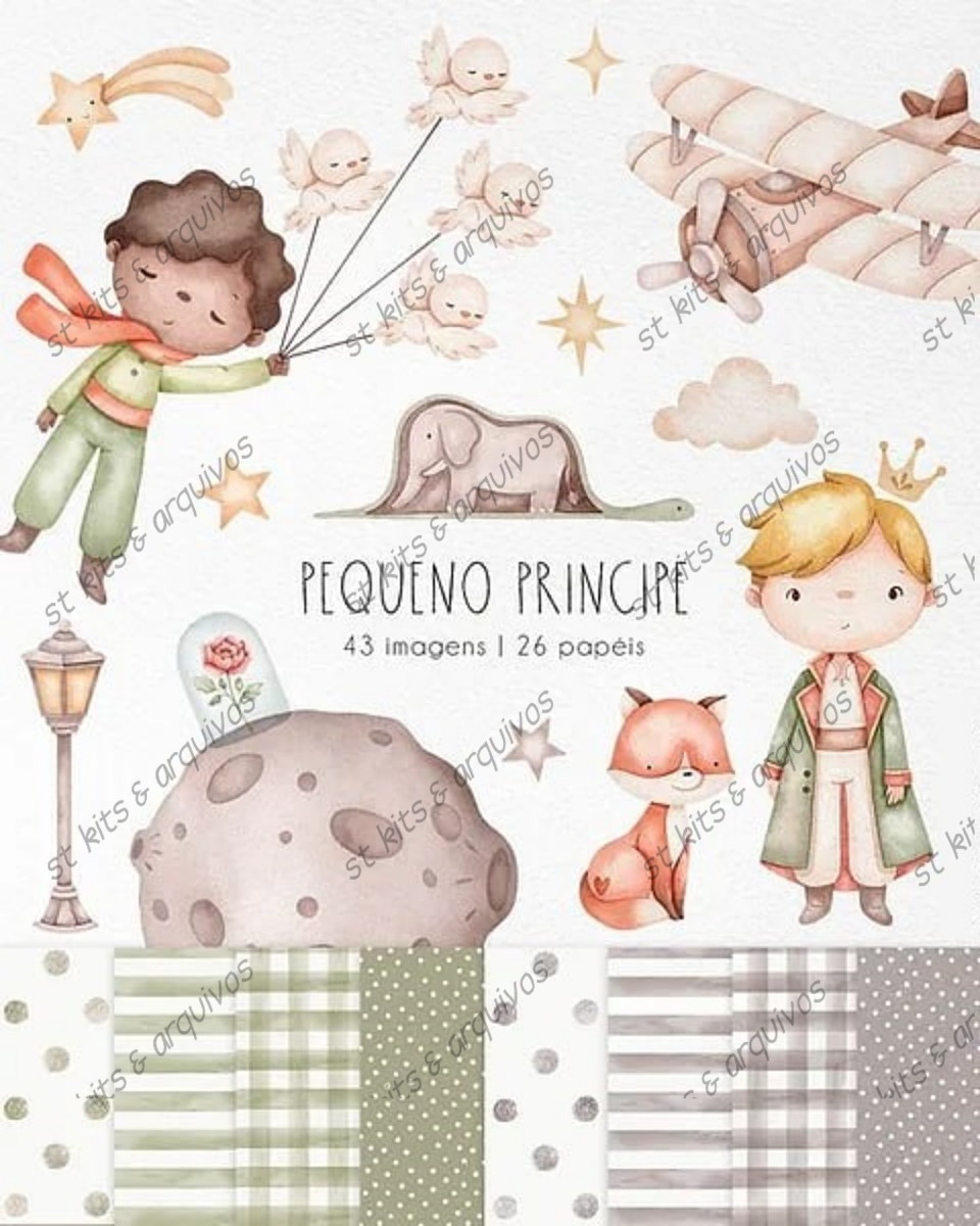 Kit Digital Pequeno Príncipe em Aquarela