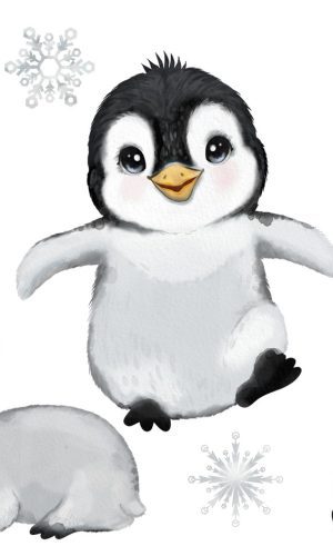 Kit Digital Pinguins Cute Aquarela