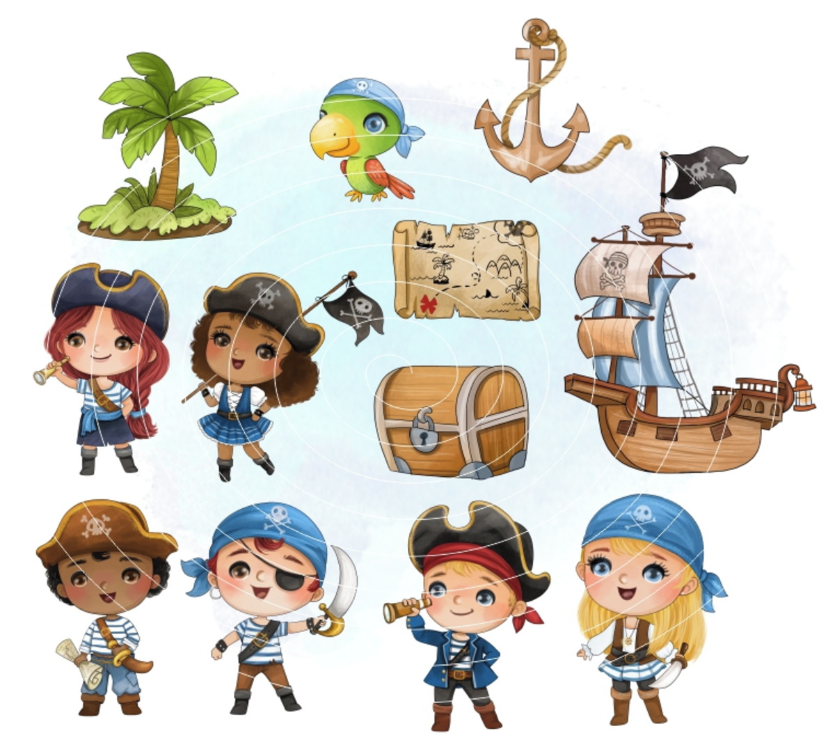 Kit Digital - Piratas Aquarela (cod. 0019)