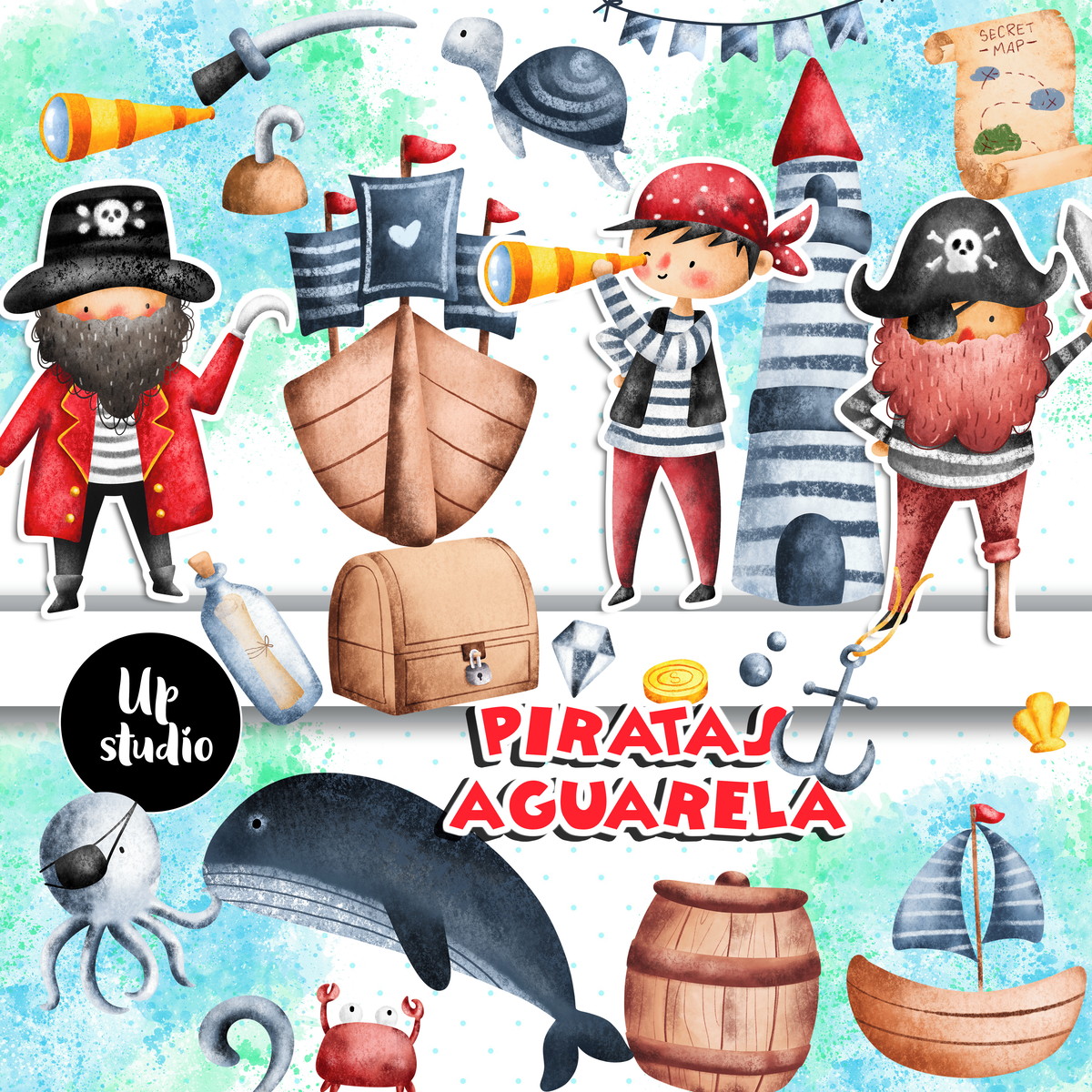 Kit Digital Piratas Aquarela 03