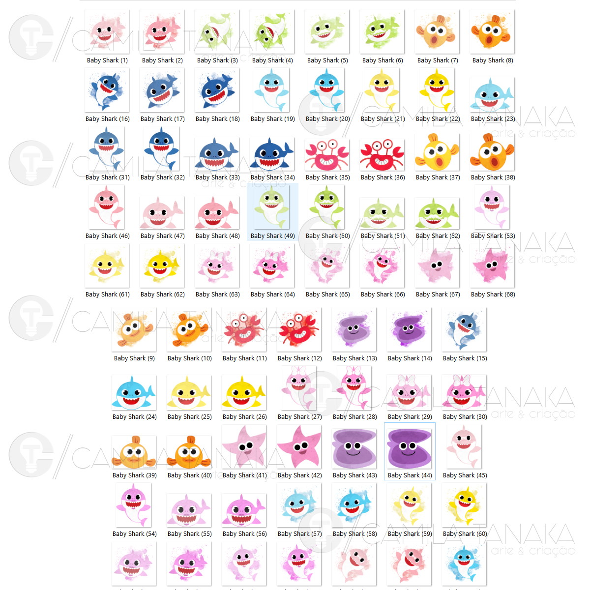 Kit Digital Png Baby Shark Aquarela 2 (pague 1 Leve 3) - Imagem 2