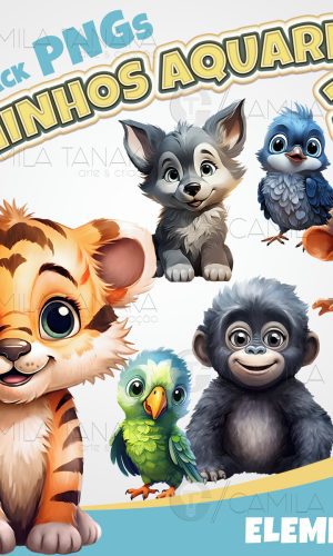 Kit Digital Png Bichinhos Aquarela 36 (pague 1 Leve 3)