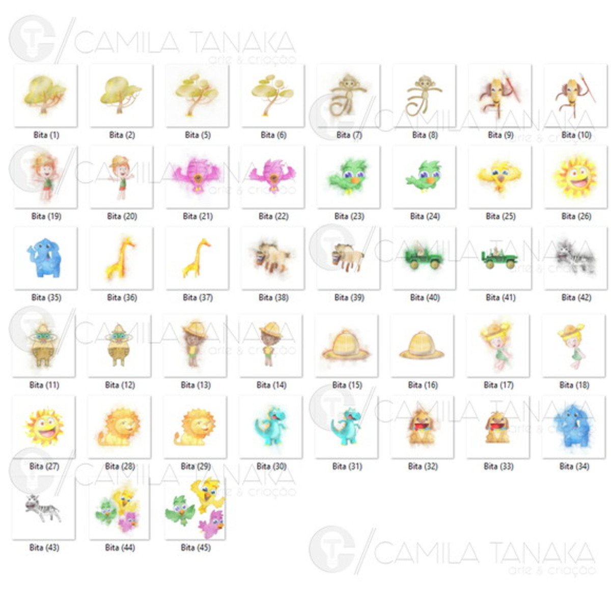 Kit Digital Png Bita Safari Aquarela (pague 1 Leve 3) - Imagem 2