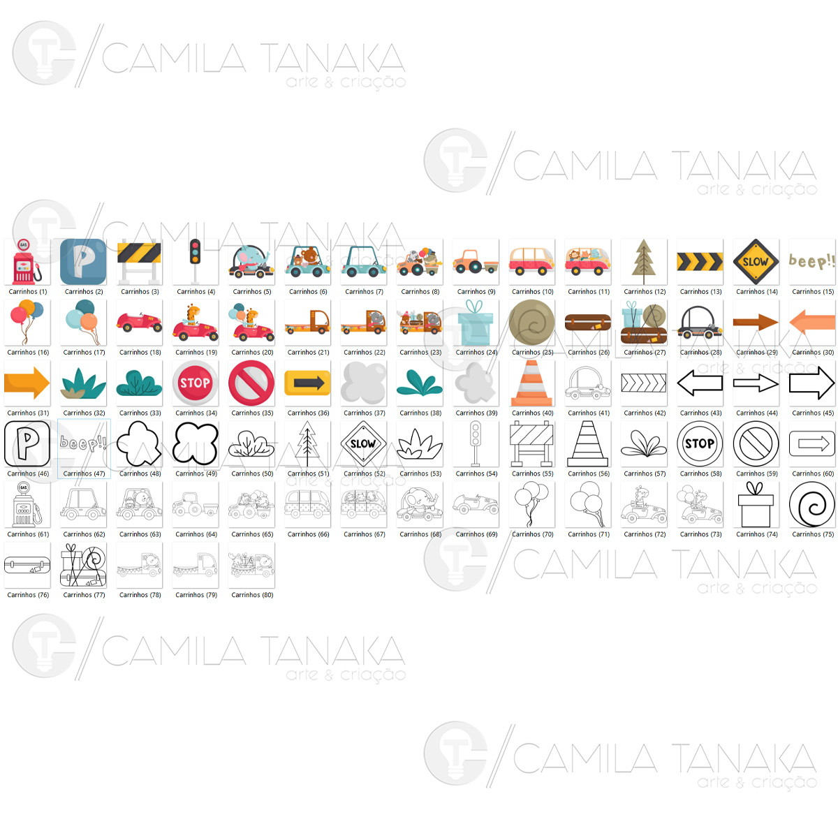 Kit Digital Png Carrinhos Aquarela 12 (pague 1 Leve 3 - Imagem 2