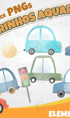 Kit Digital Png Carrinhos Aquarela 5 (pague 1 Leve 3