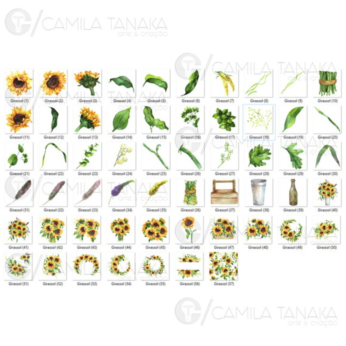 Kit Digital Png Girassol Aquarela (pague 1 Leve 3) - Imagem 2