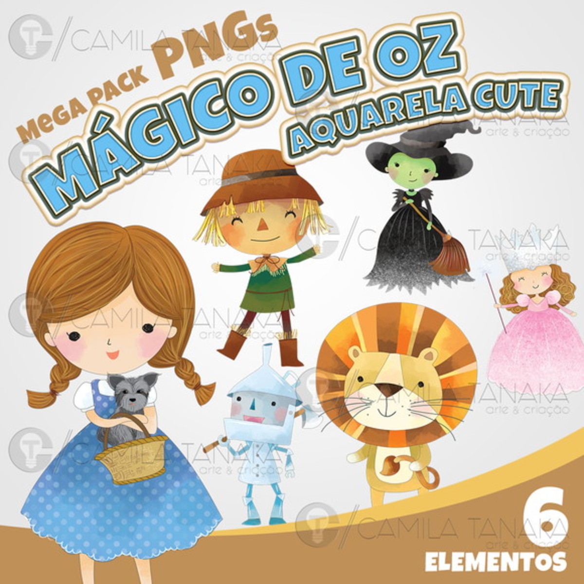 Kit Digital Png Magico de Oz Aquarela Cute (pague 1 Leve 3)
