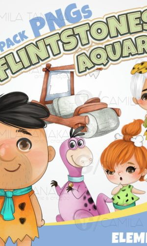 Kit Digital Png os Flintstones Aquarela (pague 1 Leve 3)