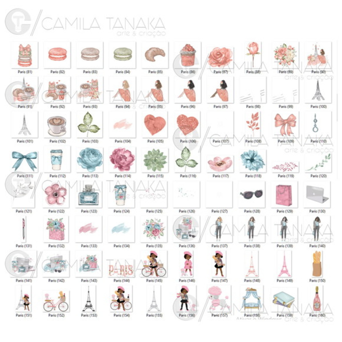 Kit Digital Png Paris Aquarela (pague 1 Leve 3) - Imagem 3
