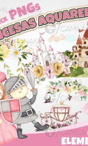 Kit Digital Png Princesas Aquarela 3 (pague 1 Leve 3)
