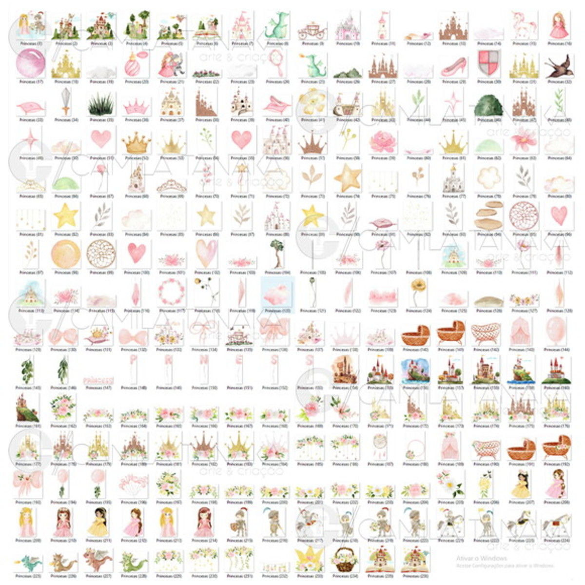 Kit Digital Png Princesas Aquarela 3 (pague 1 Leve 3) - Imagem 2
