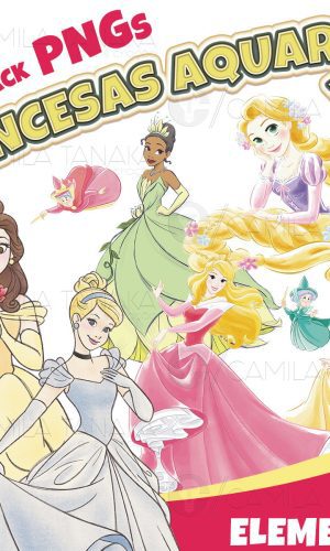 Kit Digital Png Princesas Disney Aquarela 17(pague 1 Leve 3)