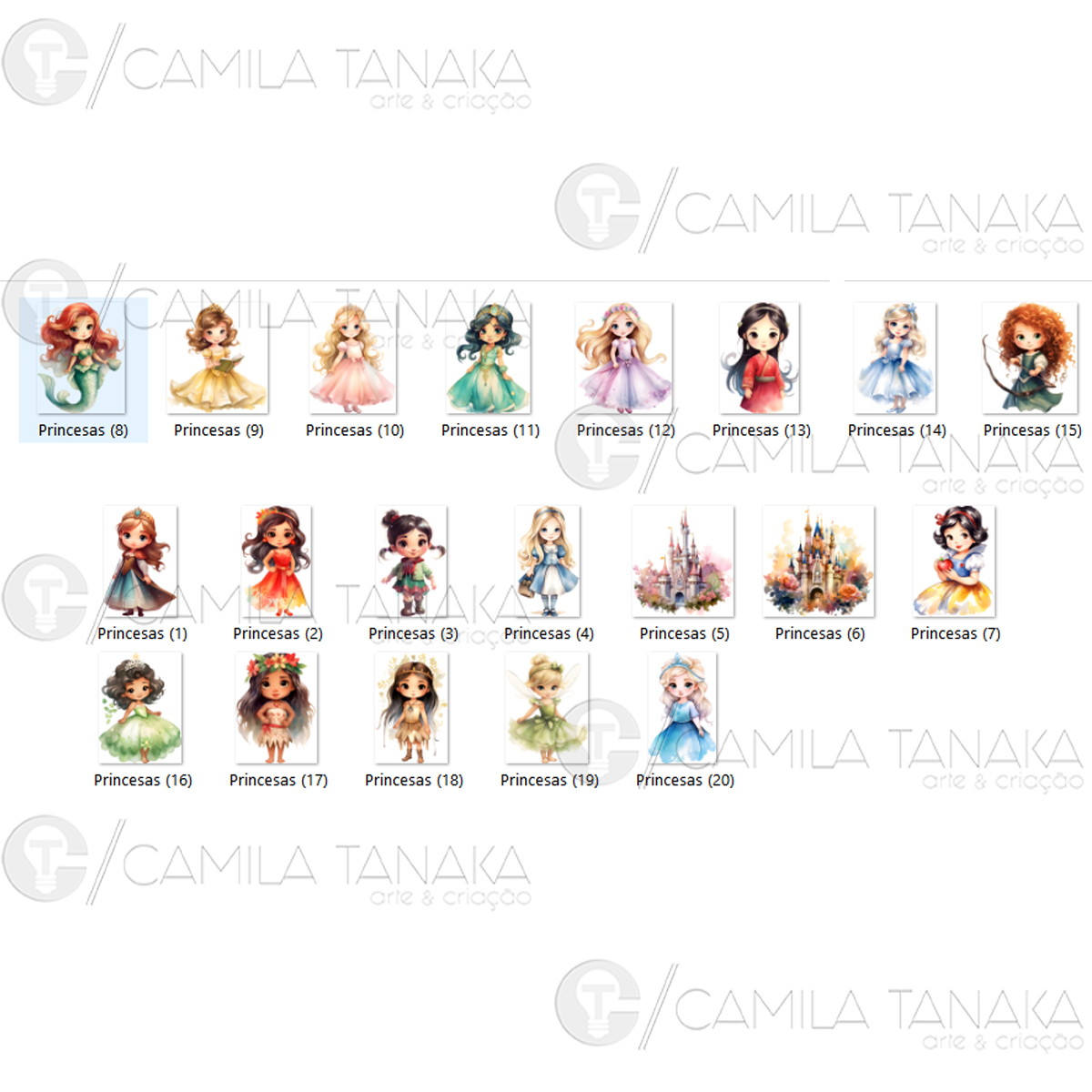 Kit Digital Png Princesas Disney Aquarela 27(pague 1 Leve 3) - Imagem 2
