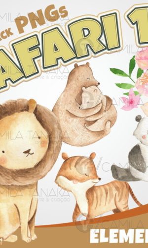 Kit Digital Png Safari 12 Aquarela (pague 1 Leve 3)