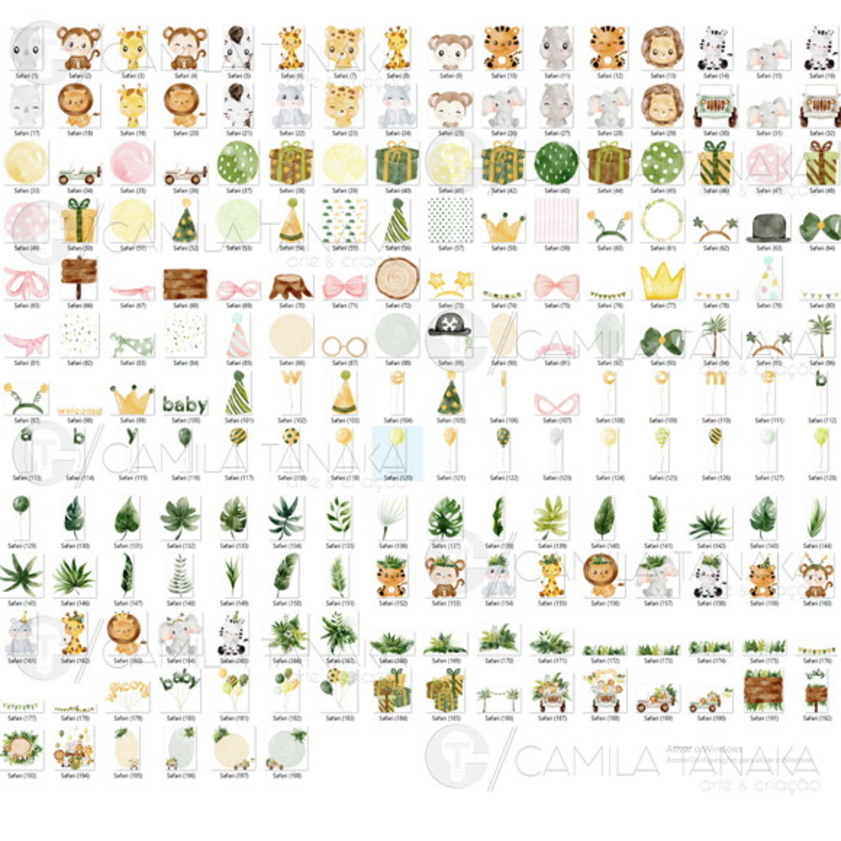 Kit Digital Png Safari 15 Aquarela (pague 1 Leve 3) - Imagem 2