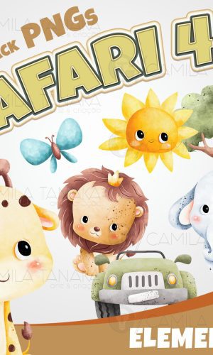 Kit Digital Png Safari 44 Aquarela (pague 1 Leve 3)