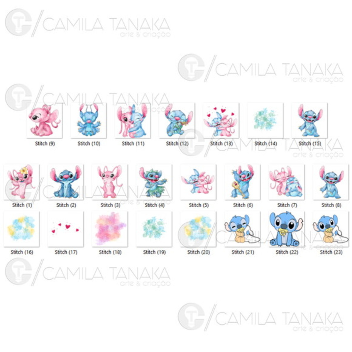 Kit Digital Png Stitch Aquarela (pague 1 Leve 3) - Imagem 2