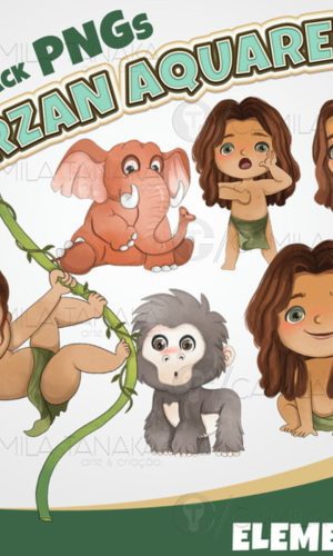Kit Digital Png Tarzan Aquarela (pague 1 Leve 3)