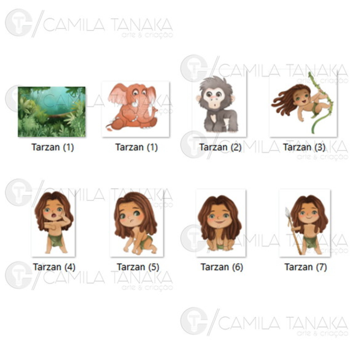 Kit Digital Png Tarzan Aquarela (pague 1 Leve 3) - Imagem 2